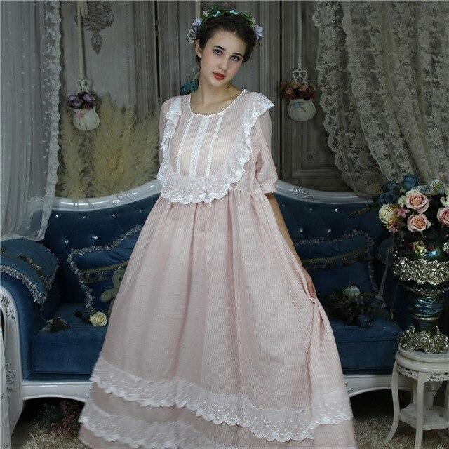 Womens Victorian Nightgown Vintage Sleepwear Nightdress Robes