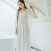 Vintage Night Dress Autumn Women Sleepwear White Cotton Homewear Square Collar Sleepdress Long Sleeve Nightgown Sleepshirts T264