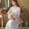 Lace Ruffled Vintage Princess Sleepwear Women Long Nightgown Autumn Nightwear Thin Soft Home Wear Sleep Shirt Night Dress T341