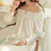 New Arrivals Lace Nightgowns Sleepshirts Solid Sleepwear Sexy Nightgown Female Soft Home Dress Vintage Long Nightgown Sexy #H101