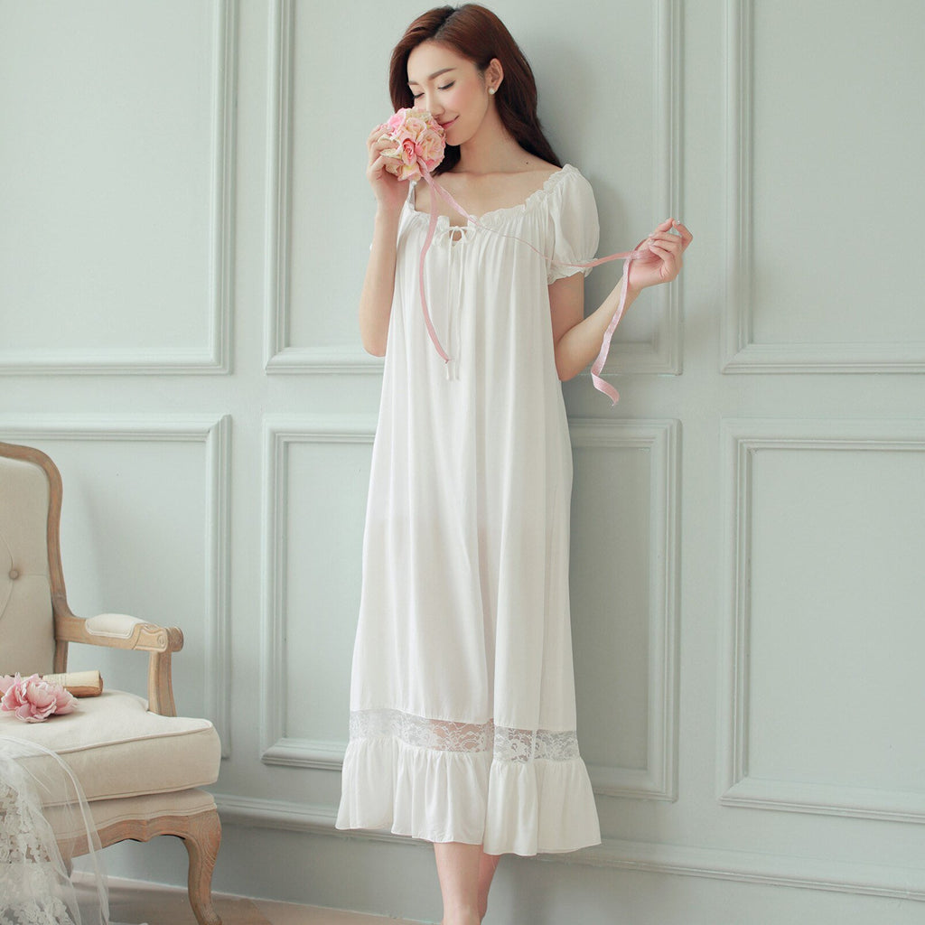 Night dress long white nightgown Women Nightgowns Cotton Short Sleeve – basicutensils Night dress long white nightgown Women Nightgowns Cotton Short Sleeve – basicutensils