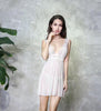 Summer  long nightgown women princess Lace sleepwear lingerie satin sexy lingerie dress vintage underwear women V neck YYC1744