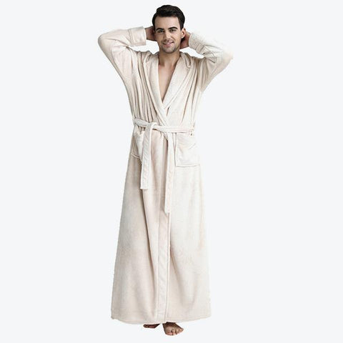 Hooded Men Extra Long Flannel Couple Robe Black Lover Homewear Nightgown Spring Woman Men's Thick Warm Sleepwear BathRobes Coat