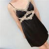 2019 Women V-Neck Nightgowns Ladies Sleepshirts Nightshirts Silk Sleepwear Satin Sexy Spaghetti Strap Nightdress Lace Nightwear
