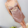 2019 Women V-Neck Nightgowns Ladies Sleepshirts Nightshirts Silk Sleepwear Satin Sexy Spaghetti Strap Nightdress Lace Nightwear