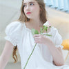 2019 Women Fashion Sleepwear Lantern Sleeve Bow Solid White Cotton Brief Style Vintage Night Dress Long Nightgown Negligee T96