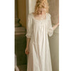 2019 Vintage Sleepwear Autumn Women Home Wear Night Dress Long  White Cotton Nightgown Sexy Ladies Nightwear Nightdress T523