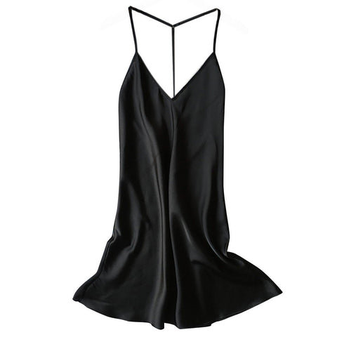 Nightdress Women Sexy Satin Sleepwear Babydoll Lingerie Nightdress Black Nightwear Dress Vintage Sleepwear Nighties For Women