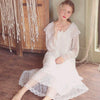 2018 Autumn New Pink White Purple Vintage Nightgown Women Princess Sweet Mesh Retro Court Nightdress Modal Home Dress Female