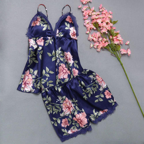 Night Dress Nightgown Sexy Nightwear Vintage Floral Print Camisola Lingerie Nighty Silk Dress Sleep Wear Nightdress Clothes