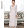 Elegant High Waist Pink Sleepwear Women Nightgowns Long Sleeve V Neck Night Wear Sleep Shirt Vintage Lace Home Dress Ladies T311