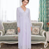 Elegant High Waist Pink Sleepwear Women Nightgowns Long Sleeve V Neck Night Wear Sleep Shirt Vintage Lace Home Dress Ladies T311