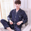 Casual Pajamas Set Long Sleeve&pant Men 2pcs Nightwear Sleep shirt Intimate Lingerie Rayon Home Clothing  Lounge Nightgown