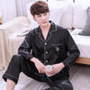 Casual Pajamas Set Long Sleeve&pant Men 2pcs Nightwear Sleep shirt Intimate Lingerie Rayon Home Clothing  Lounge Nightgown