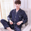 Casual Pajamas Set Long Sleeve&pant Men 2pcs Nightwear Sleep shirt Intimate Lingerie Rayon Home Clothing  Lounge Nightgown