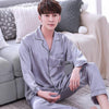 Casual Pajamas Set Long Sleeve&pant Men 2pcs Nightwear Sleep shirt Intimate Lingerie Rayon Home Clothing  Lounge Nightgown