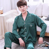 Casual Pajamas Set Long Sleeve&pant Men 2pcs Nightwear Sleep shirt Intimate Lingerie Rayon Home Clothing  Lounge Nightgown