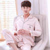 Casual Pajamas Set Long Sleeve&pant Men 2pcs Nightwear Sleep shirt Intimate Lingerie Rayon Home Clothing  Lounge Nightgown