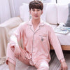 Casual Pajamas Set Long Sleeve&pant Men 2pcs Nightwear Sleep shirt Intimate Lingerie Rayon Home Clothing  Lounge Nightgown