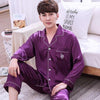 Casual Pajamas Set Long Sleeve&pant Men 2pcs Nightwear Sleep shirt Intimate Lingerie Rayon Home Clothing  Lounge Nightgown