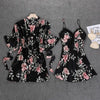 Women 2PC Strap Top Pajamas Sleepwear Sets Lady Home Wear Nightgown Suit Sexy Sleeveless Kimono Robe Bath Gown Sleepshirts M-XL