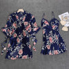 Women 2PC Strap Top Pajamas Sleepwear Sets Lady Home Wear Nightgown Suit Sexy Sleeveless Kimono Robe Bath Gown Sleepshirts M-XL