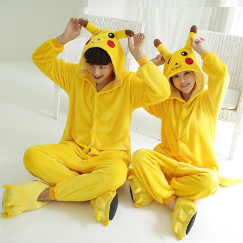 Kigurumi Unicorn Pajama Adult Animal Pikachu Onesie Men Women Couple 2019 Winter Pajamas Suit Onesies Sleepwear Flannel Pijamas
