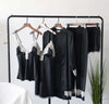 2019 European Ladies Pajamas Sets Satin Sleepwear 5 Pieces Pyjamas Sexy Lace Sleep Lounge Sleeveless Pijama Silk Nightwear