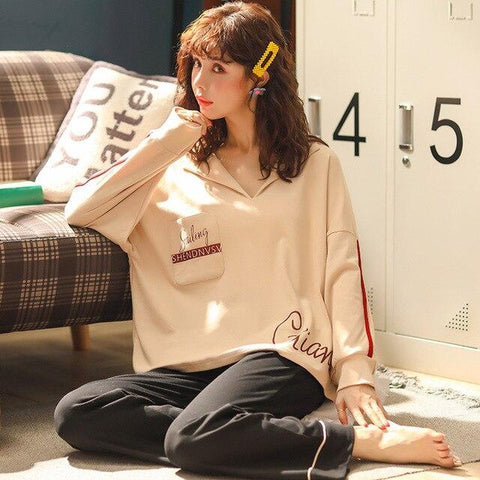 pajama sets women 100% cotton long sleeve casual sleepwear women pyjama pijamas para mujer  woman home clothes   pajamas adult