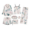 7 Pieces Sleepwear Pajamas for Women Sexy Lingerie Pajama Set Women Satin Silk Pajamas Spring Summer Autumn Soft Sleepwear