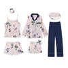 7 Pieces Sleepwear Pajamas for Women Sexy Lingerie Pajama Set Women Satin Silk Pajamas Spring Summer Autumn Soft Sleepwear