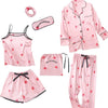 7 Pieces Sleepwear Pajamas for Women Sexy Lingerie Pajama Set Women Satin Silk Pajamas Spring Summer Autumn Soft Sleepwear