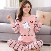 2019 Women Pajamas Sets Spring Summer Long Sleeve Thin Print Cute Sleepwear Big Girl 2pcs Pijamas Mujer Leisure Student Pajama