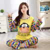 2019 Women Pajamas Sets Spring Summer Long Sleeve Thin Print Cute Sleepwear Big Girl 2pcs Pijamas Mujer Leisure Student Pajama