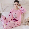 2019 Women Pajamas Sets Spring Summer Long Sleeve Thin Print Cute Sleepwear Big Girl 2pcs Pijamas Mujer Leisure Student Pajama