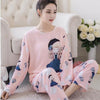 2019 Women Pajamas Sets Spring Summer Long Sleeve Thin Print Cute Sleepwear Big Girl 2pcs Pijamas Mujer Leisure Student Pajama