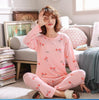 2019 Women Pajamas Sets Spring Summer Long Sleeve Thin Print Cute Sleepwear Big Girl 2pcs Pijamas Mujer Leisure Student Pajama