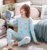 2019 Women Pajamas Sets Spring Summer Long Sleeve Thin Print Cute Sleepwear Big Girl 2pcs Pijamas Mujer Leisure Student Pajama