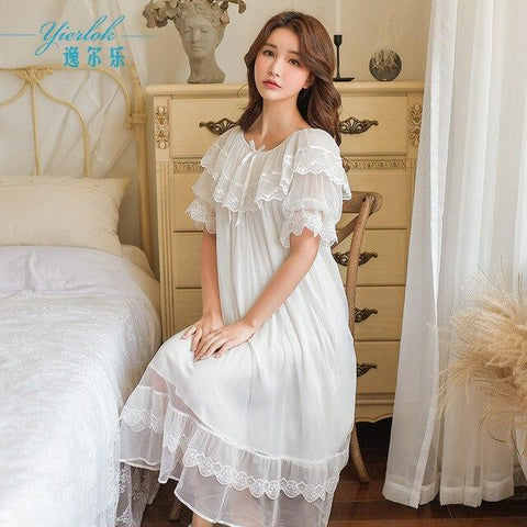 Girl Robe Lace Robe Pajamas Women Princess Vintage Homewear set Sleepwear Robes Lace Nightgown Autumn