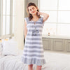 fashion cartoon print Girl Sleepwear Cotton stripe Nightdress 2019 Summer Women sleeveless Nightgown Home Wear Lovely Nightgowns