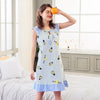 fashion cartoon print Girl Sleepwear Cotton stripe Nightdress 2019 Summer Women sleeveless Nightgown Home Wear Lovely Nightgowns