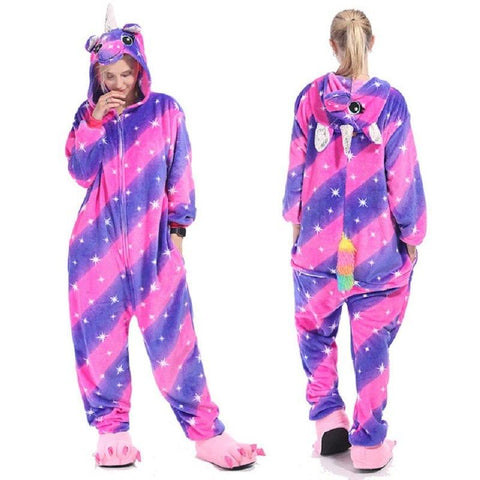 New Winter Animal Pajamas Unicorn Pajamas Sets Flannel Stitch Unicornio Sleepwear Unisex Adults Onesie Nightie Piece pyjamas