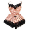 Explosive women's nightwear Simulation silk strapless cami shorts pajamas suit Large size solid lingerie Sexy lace Sleepwear