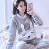 Pajamas Set Women Plush Warm Sexy Autumn Winter Thick Pyjamas Flannel Home Spring  Cartoon Student Sleepwear 2Piece/Set Big Size