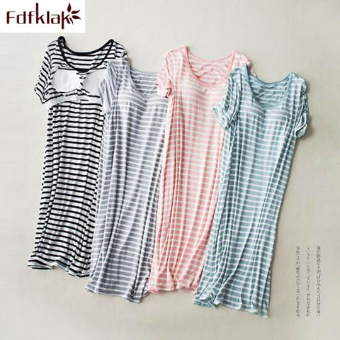 Large size nightgowns women short sleeve o-neck night dress female sleepwear nightshirt casual bra-padded cotton nightdress