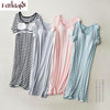 Large size nightgowns women short sleeve o-neck night dress female sleepwear nightshirt casual bra-padded cotton nightdress