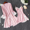 Summer Night Robe Sexy Women 2PC Strap Top Suit Sleepwear Sets Casual Pajamas Home Wear Nightwear Sleep Kimono Bath Gown