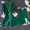 Summer Night Robe Sexy Women 2PC Strap Top Suit Sleepwear Sets Casual Pajamas Home Wear Nightwear Sleep Kimono Bath Gown
