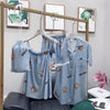 2019 Brand Cotton Pajamas Set Cute Bear Women Sexy Soft Pyjama Mom Home Sleepwear Long Shirt Shorts Blinder 4 Pieces/Set