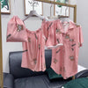 2019 Brand Cotton Pajamas Set Cute Bear Women Sexy Soft Pyjama Mom Home Sleepwear Long Shirt Shorts Blinder 4 Pieces/Set